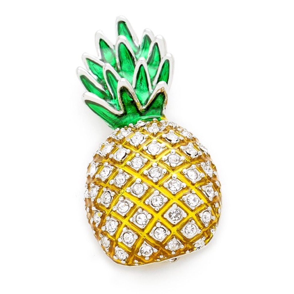 2 Pineapple Crystal Pin Brooch 18$